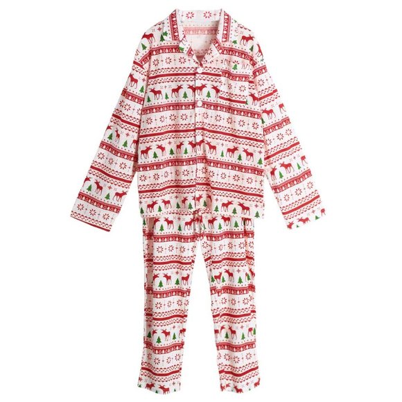 Matching Button-down Winter Christmas Family Pajamas PJs Reindeer Mix & Match - Picture 11 of 16